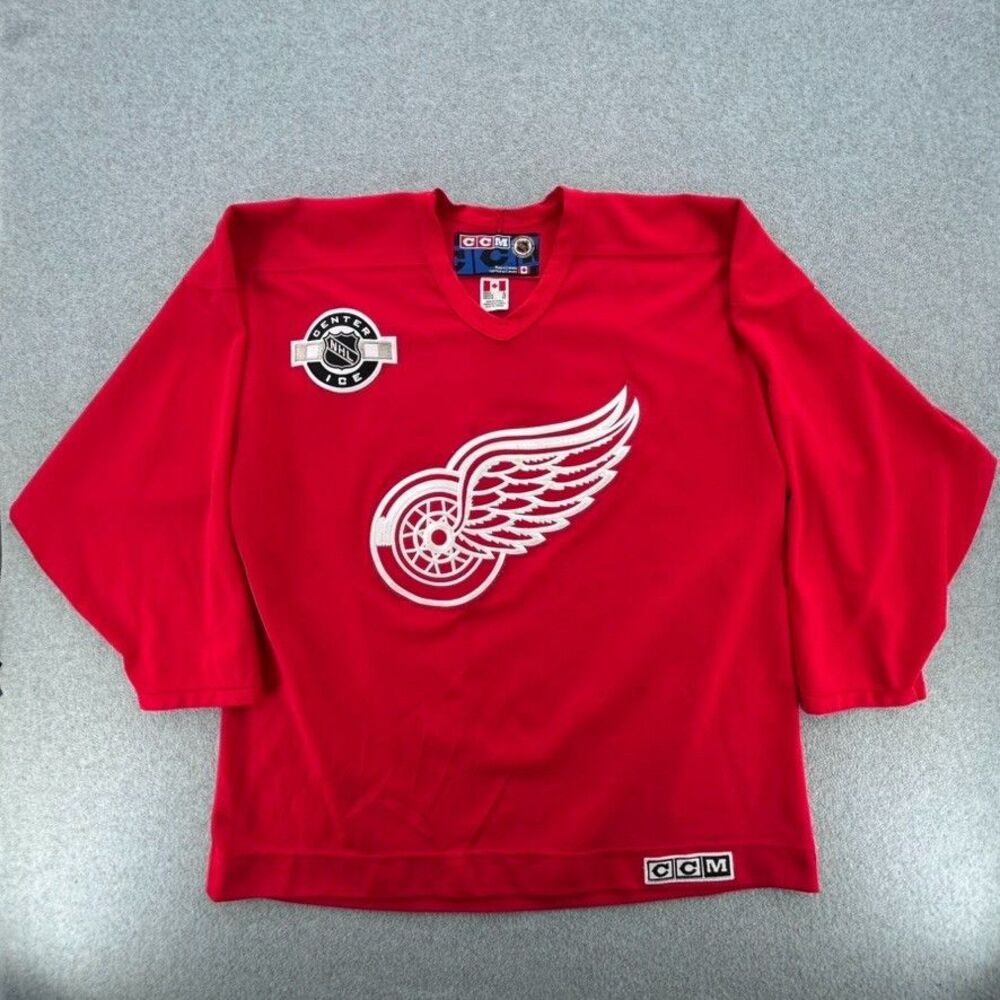 Detroit Red Wings NHL Vintage CCM Red Center Ice Jersey Men's Size XL 90s VTG